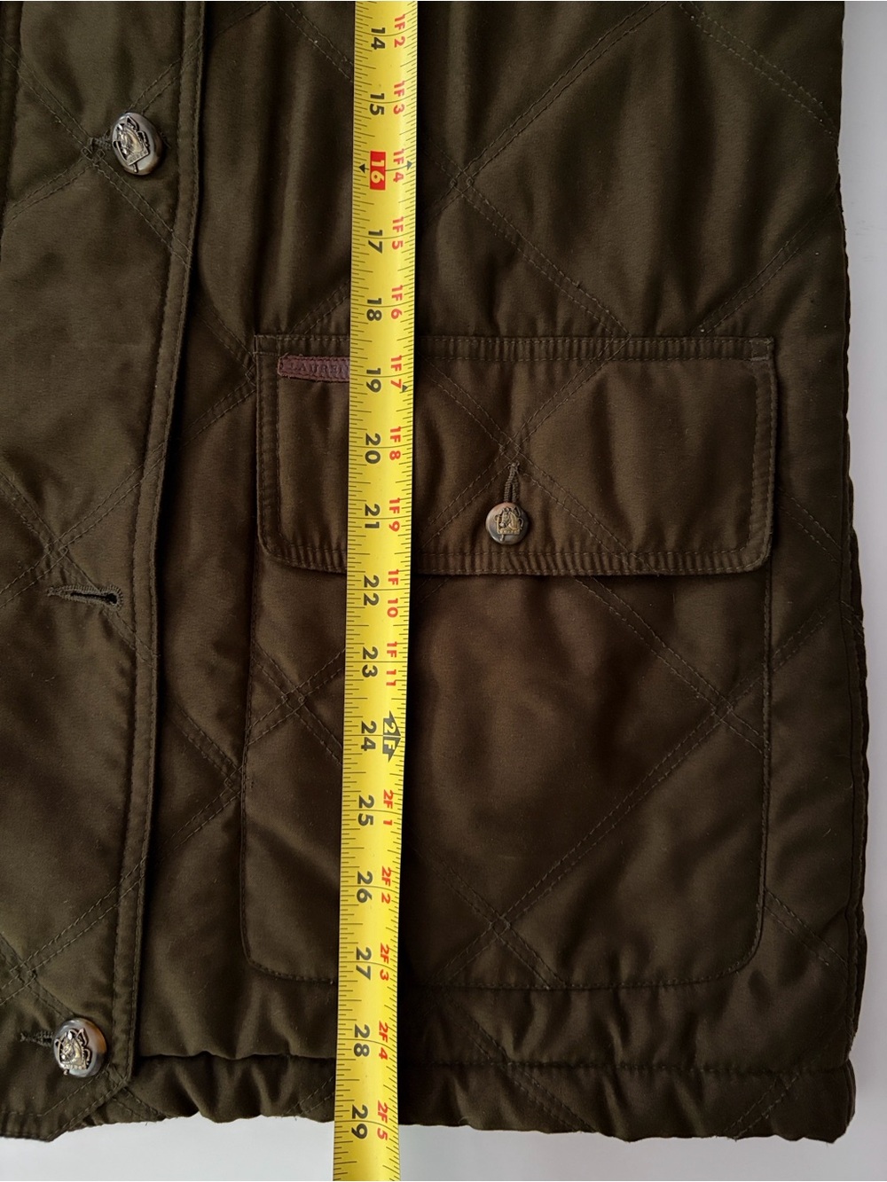 Vintage Lauren Ralph Lauren Barn Jacket Quilted Field Coat Olive Green Small - Picture 13 of 16